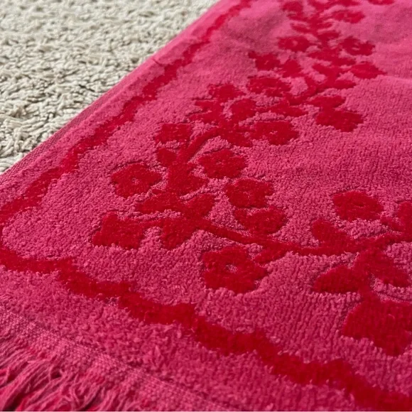 Monticello vintage bath luxury red pink floral 70s 60s mcm towel set gift 🩷❤️🩷